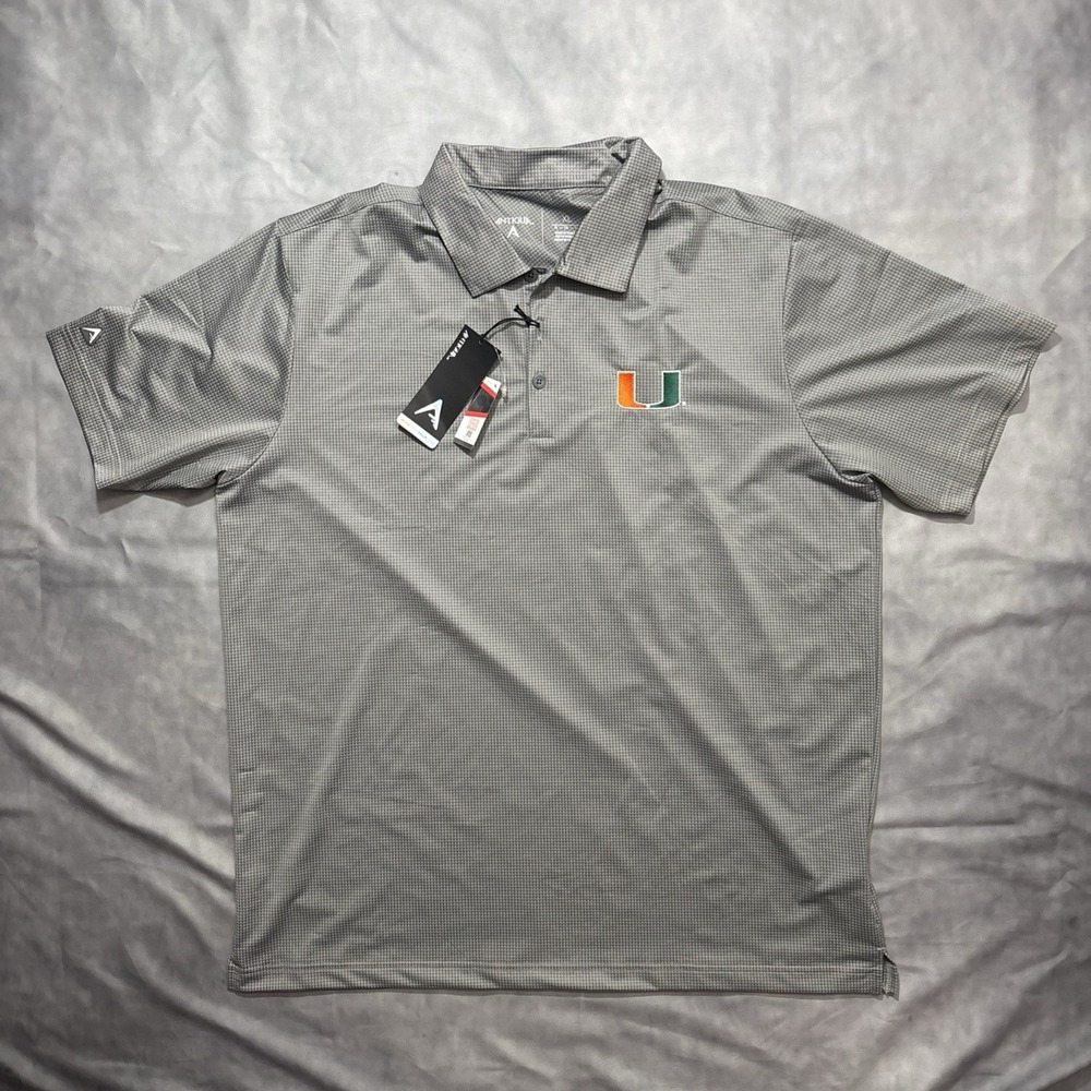 NWT Miami Hurricanes Men's XL Antigua Textured Polo Shirt Golf Performance NCAA